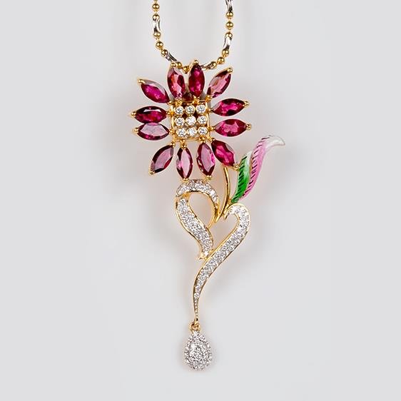 Tourmaline with  Diamond Pendant